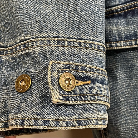 Vintage Liz Claiborne Toggle Heavy Plaid Lined 100% Cotton Jean Jacket Coat Sz M - Picture 4 of 16